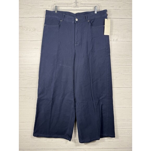 CALIA Pants - Calia kickback wide leg pant relaxed fit womens 16 navy blue high rise NEW